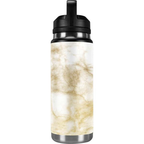 Gold and White Marble YETI Rambler 26oz Bottle Skin