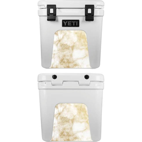 Gold and White Marble YETI Roadie 24 Hard Cooler Skin