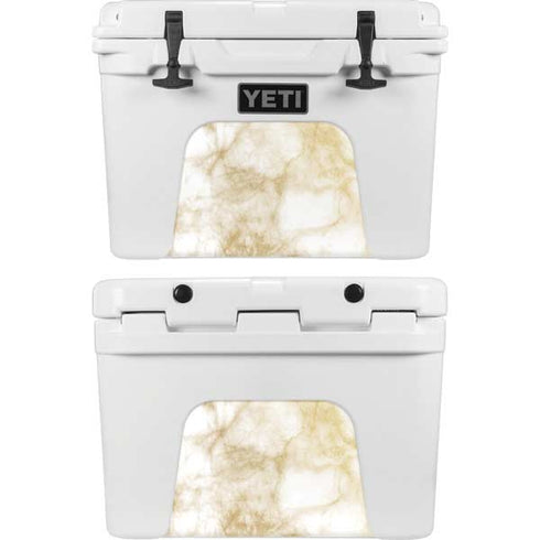 Gold and White Marble YETI Tundra 35 Hard Cooler Skin