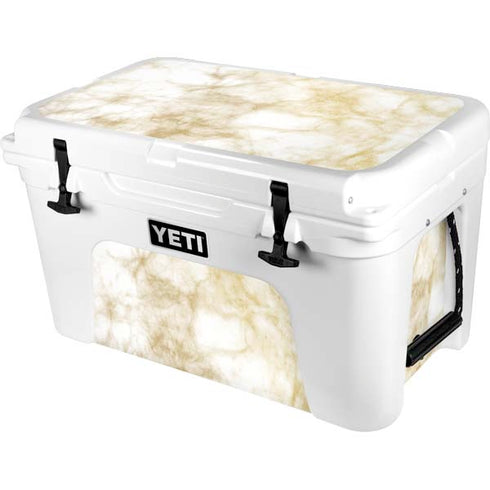Gold and White Marble YETI Tundra 45 Hard Cooler Skin