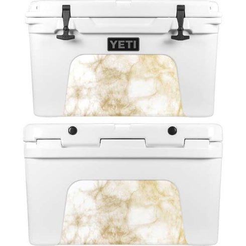 Gold and White Marble YETI Tundra 45 Hard Cooler Skin