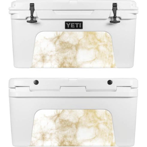 Gold and White Marble YETI Tundra 65 Hard Cooler Skin