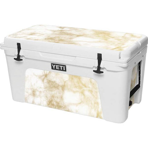 Gold and White Marble YETI Tundra 75 Hard Cooler Skin