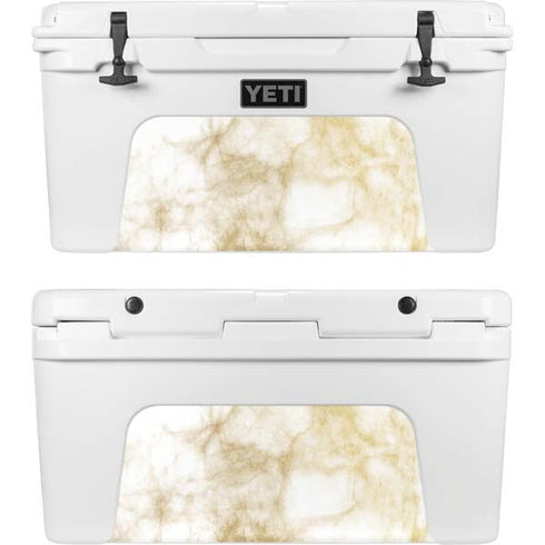 Gold and White Marble YETI Tundra 75 Hard Cooler Skin