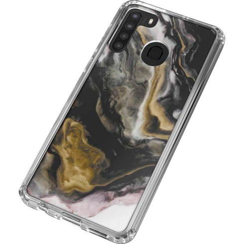 Gold Blush Marble Ink Galaxy A21 Clear Case