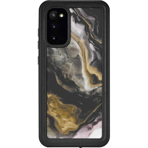 Gold Blush Marble Ink Galaxy S20 Waterproof Case