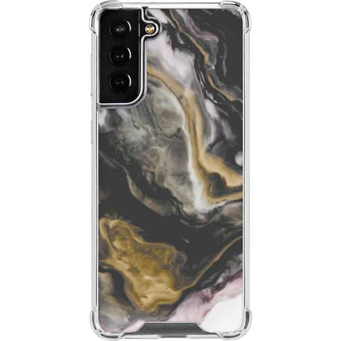Gold Blush Marble Ink Galaxy S21 FE Clear Case