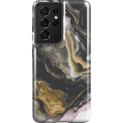 Gold Blush Marble Ink Galaxy S21 Ultra 5G Pro Case
