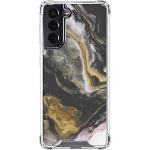 Gold Blush Marble Ink Galaxy S22 Clear Case