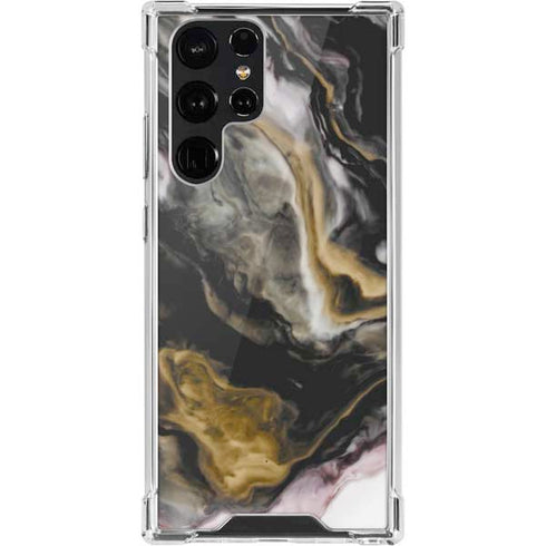 Gold Blush Marble Ink Galaxy S22 Ultra Clear Case