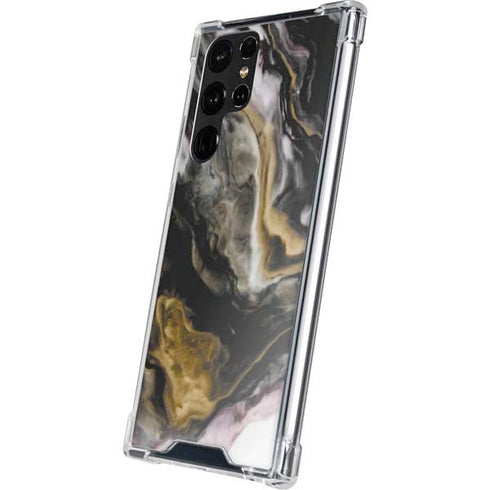 Gold Blush Marble Ink Galaxy S22 Ultra Clear Case