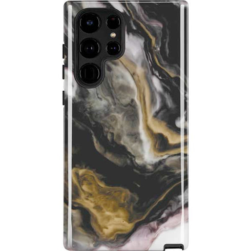 Gold Blush Marble Ink Galaxy S22 Ultra Pro Case