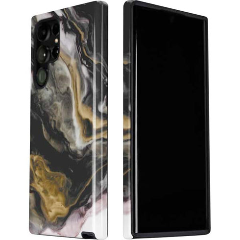 Gold Blush Marble Ink Galaxy S22 Ultra Pro Case