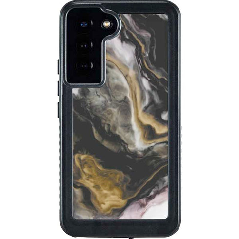 Gold Blush Marble Ink Galaxy S23 Plus Waterproof Case