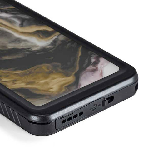 Gold Blush Marble Ink Galaxy S23 Plus Waterproof Case