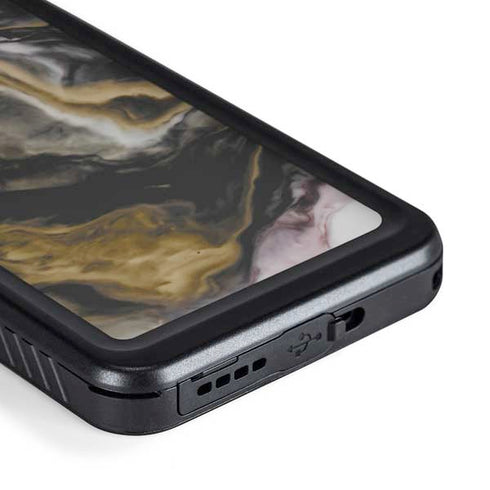 Gold Blush Marble Ink Galaxy S23 Waterproof Case