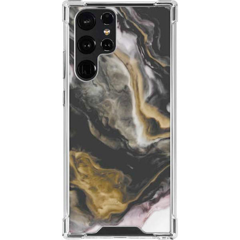 Gold Blush Marble Ink Galaxy S24 Ultra Clear Case