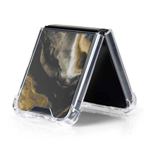 Gold Blush Marble Ink Galaxy Z Flip5 5G Clear Case
