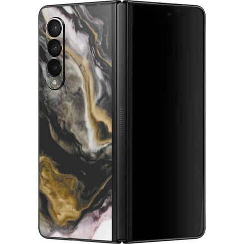 Gold Blush Marble Ink Galaxy Z Fold3 5G Skin