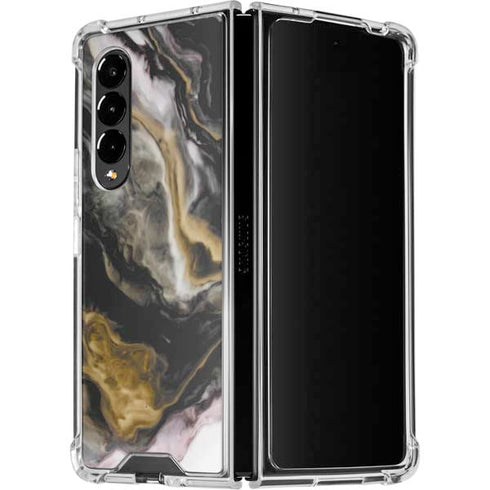 Gold Blush Marble Ink Galaxy Z Fold4 5G Clear Case