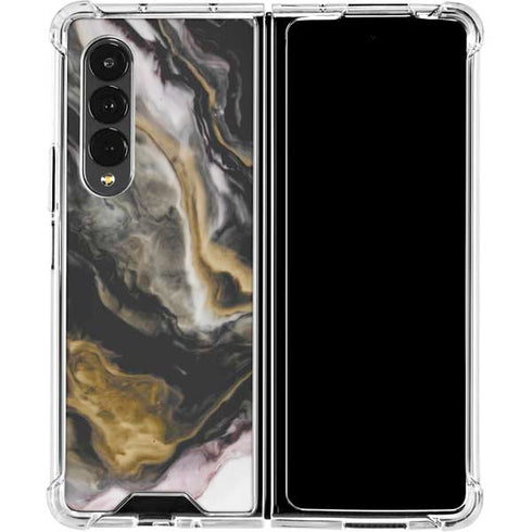 Gold Blush Marble Ink Galaxy Z Fold4 5G Clear Case