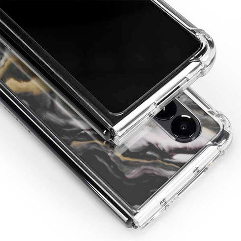 Gold Blush Marble Ink Galaxy Z Fold4 5G Clear Case