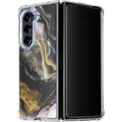 Gold Blush Marble Ink Galaxy Z Fold5 5G Clear Case