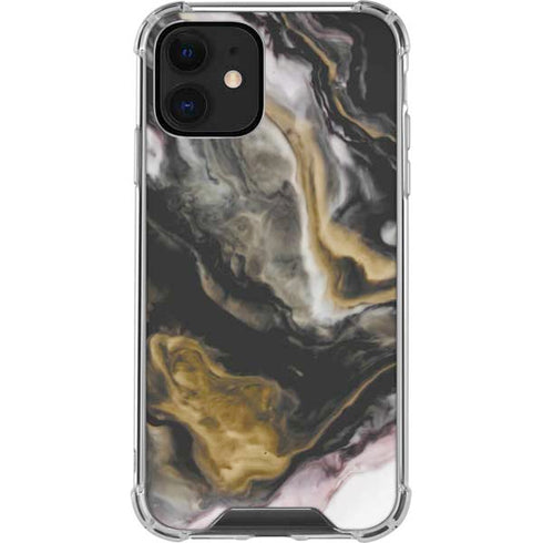 Gold Blush Marble Ink iPhone 12 Clear Case