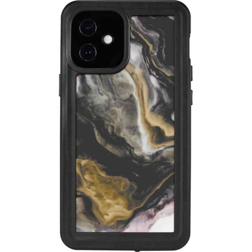 Gold Blush Marble Ink iPhone 12 Mini Waterproof Case