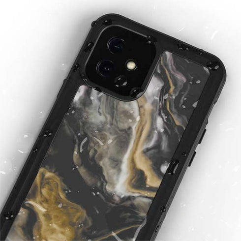 Gold Blush Marble Ink iPhone 12 Mini Waterproof Case