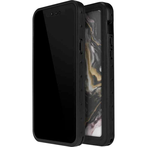 Gold Blush Marble Ink iPhone 13 Mini Waterproof Case