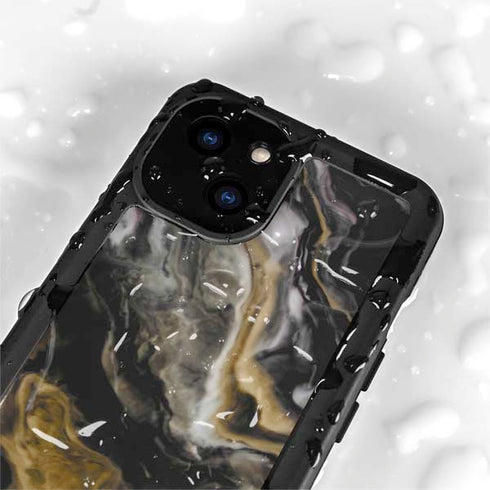 Gold Blush Marble Ink iPhone 13 Mini Waterproof Case