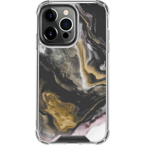 Gold Blush Marble Ink iPhone 13 Pro Clear Case