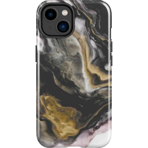 Gold Blush Marble Ink iPhone 14 Plus Impact Case