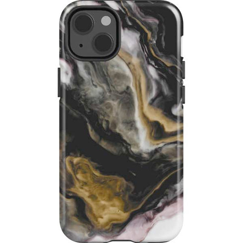 Gold Blush Marble Ink iPhone 15 Impact Case