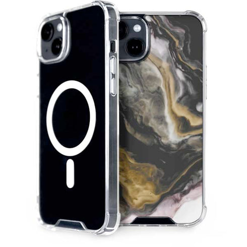 Gold Blush Marble Ink iPhone 15 Plus MagSafe Case