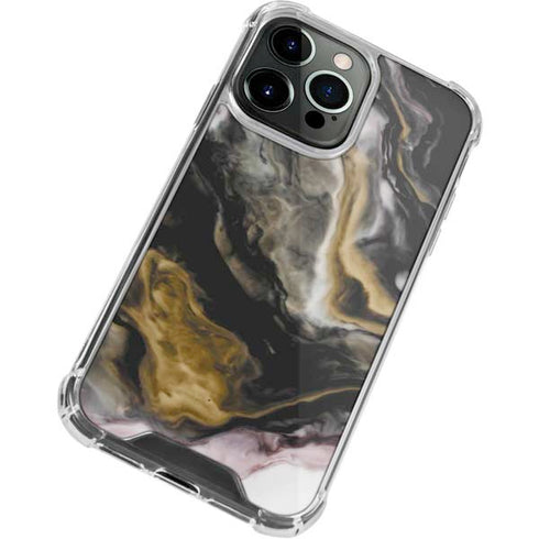 Gold Blush Marble Ink iPhone 15 Pro Clear Case