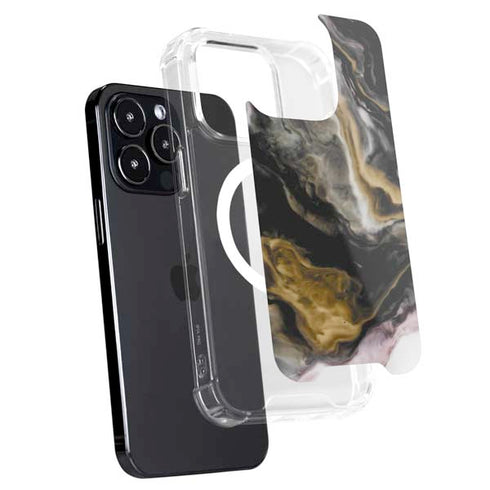 Gold Blush Marble Ink iPhone 15 Pro MagSafe Case