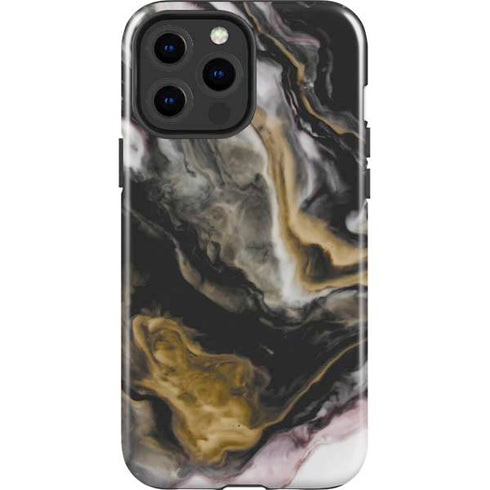 Gold Blush Marble Ink iPhone 15 Pro Max Impact Case