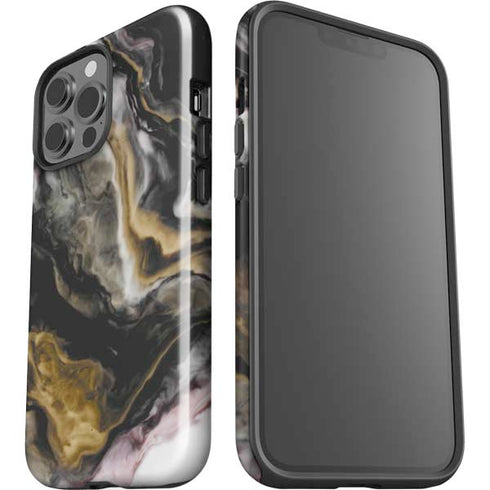 Gold Blush Marble Ink iPhone 15 Pro Max Impact Case