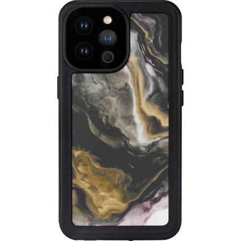 Gold Blush Marble Ink iPhone 14 Pro Max Waterproof Case