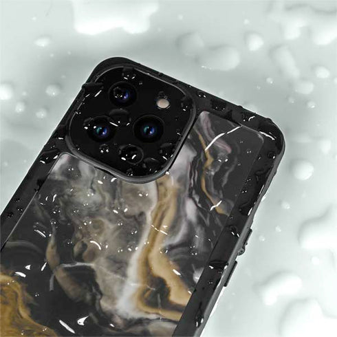 Gold Blush Marble Ink iPhone 14 Pro Max Waterproof Case