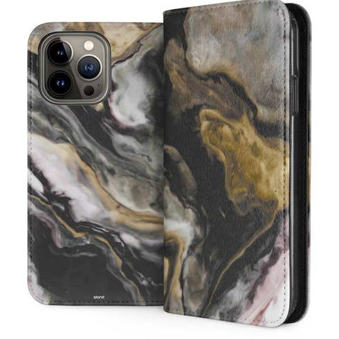 Gold Blush Marble Ink iPhone 15 Pro Max Folio Case