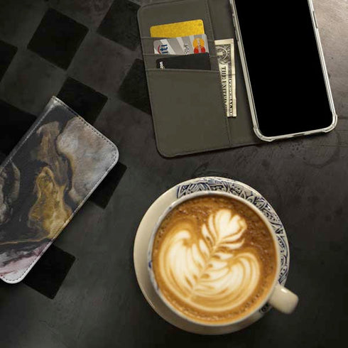 Gold Blush Marble Ink iPhone 15 Pro Max Folio Case