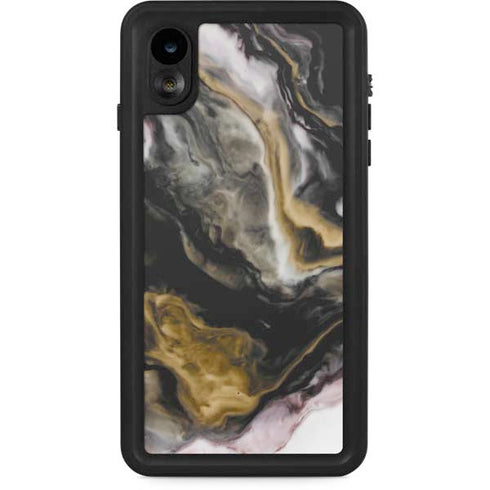 Gold Blush Marble Ink iPhone XR Waterproof Case