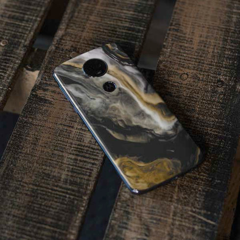 Gold Blush Marble Ink Moto E5 Plus Skin