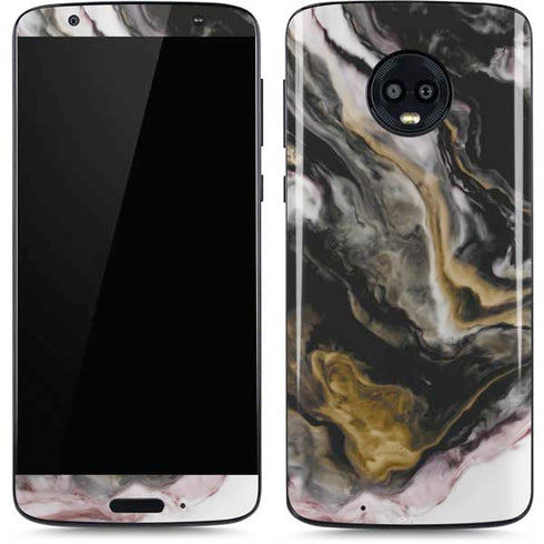 Gold Blush Marble Ink Moto G6 Skin