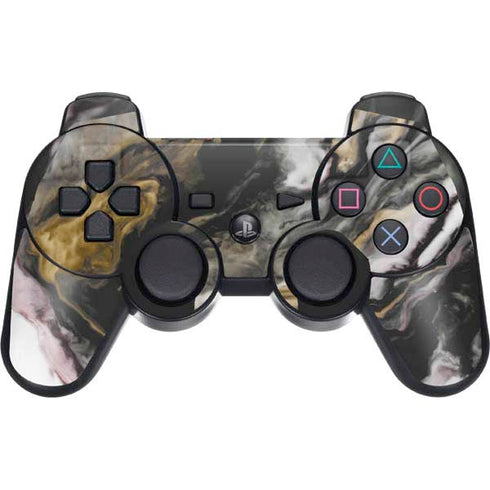 Gold Blush Marble Ink PS3 Dual Shock wireless controller Skin