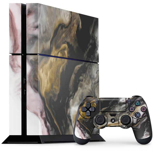 Gold Blush Marble Ink PS4 Console and Controller Bundle Skin