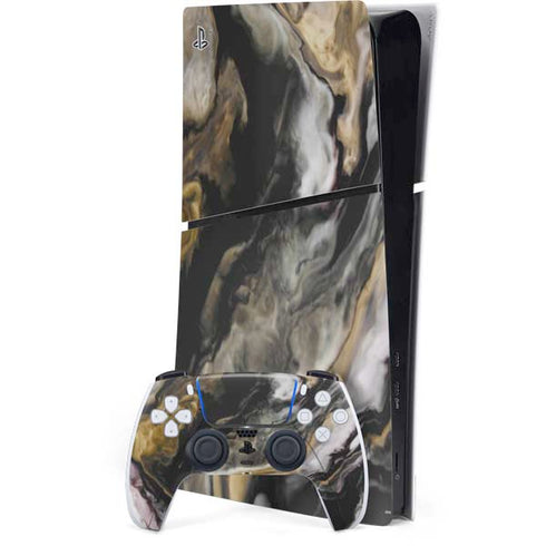 Gold Blush Marble Ink PS5 Slim Digital Edition Console Skin